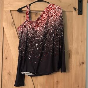 Stylish One-Shoulder Pink & Black Women's Top